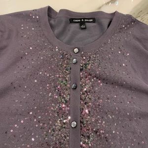 Beautiful Gray Iridescent Sequin Gray Cardigan,L